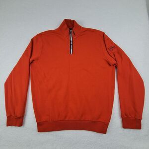 Polo Golf The Bridge Water Club ¼ Zip Pullover Mens Medium M Orange Cotton Blend